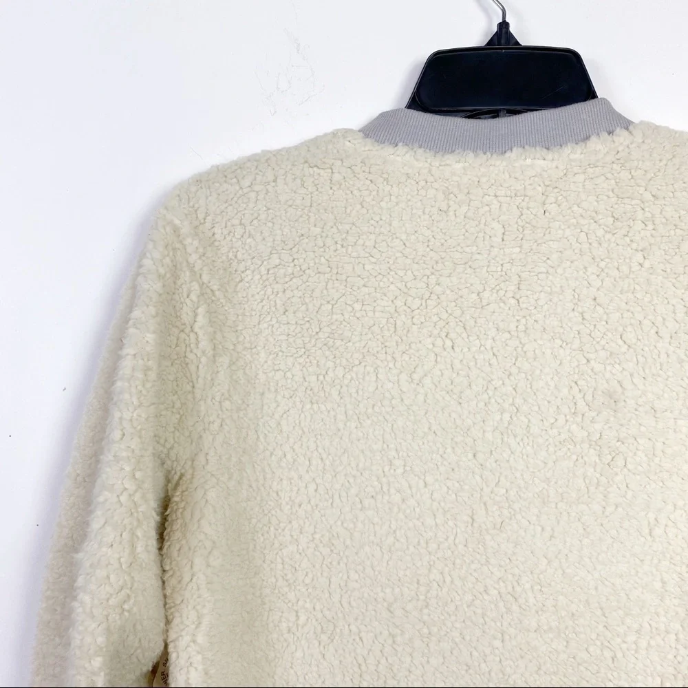 NEW Treasure & Bond Boys Fleece Baseball Style Jacket In Ivory Shadow Size XXL